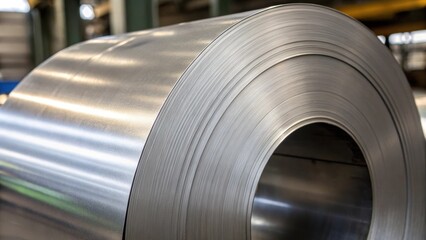 A closeup image capturing the smooth curves of a rolled steel sheet its edges intersecting with angular s crafting a juxtaposition of soft and sharp forms.