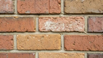 Obraz premium A closeup image capturing the intricate imperfections of a single brick including chipped corners and a faded color palette highlighting the effects of time and exposure to the