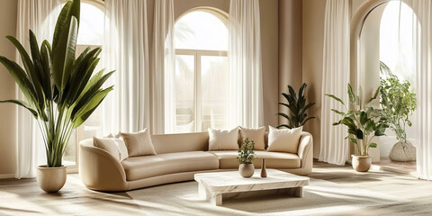 Modern luxury living room with a minimalist design. 