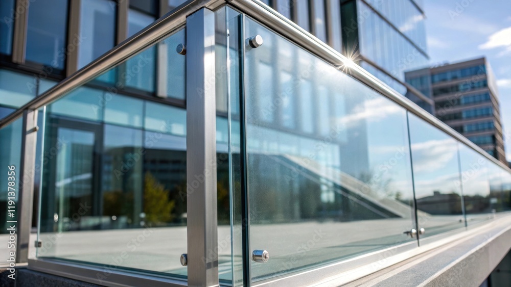 Fototapete A closeup of a clear glass panel reflecting light and creating a play of transparency and reflection emphasizing the modern architectural trend of integrating large windows into