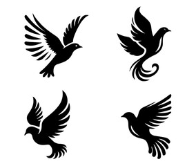 silhouettes set of birds