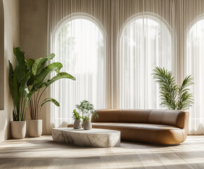 Modern luxury living room with a minimalist design. 