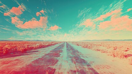 Desert Road Vanishing Point Artistic Interpretation