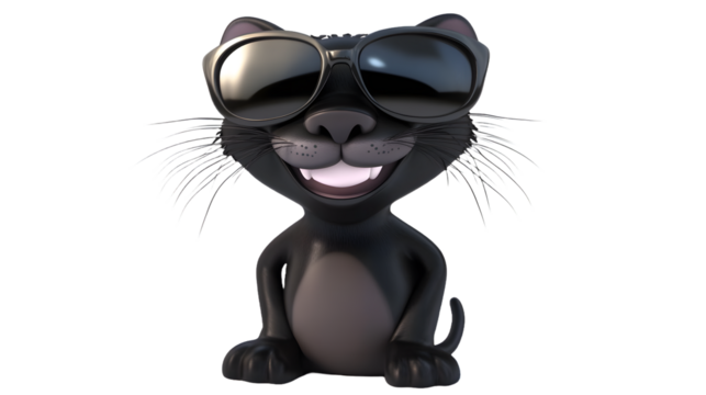 black cat wearing glasses 