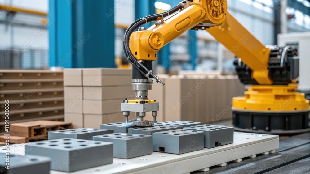 Aufkleber A closeup of a robotic arm assembling components on a construction site showcasing automation in the industry and the potential for increased precision and speed in building