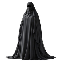Naklejka premium Elegant Dark Gray Niqab Abaya Dress Muslim Fashion Design Long Grey Full Veil Woman Style Black 