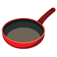 red frying pan isolated on white