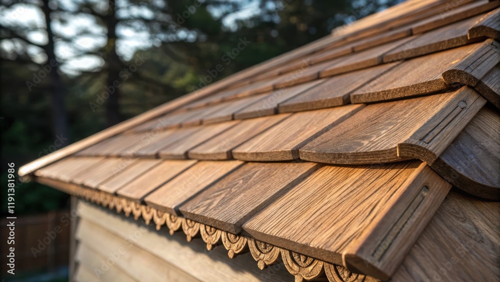 Aufkleber a closeup of handcrafted wooden shingles with intricate detailing visible on their edges poised on a