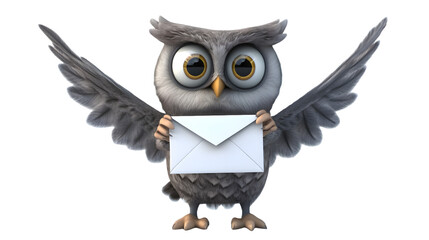 Naklejka premium owl holding latter massage 