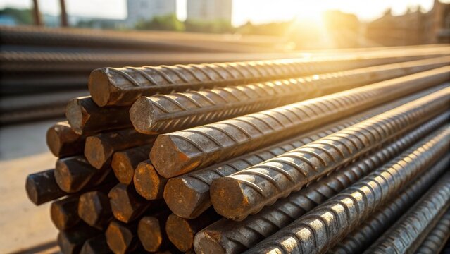 A closeup of freshly rebar ends rough and jagged glinting in the sunlight illustrating the meticulous preparation required for each piece before installation.