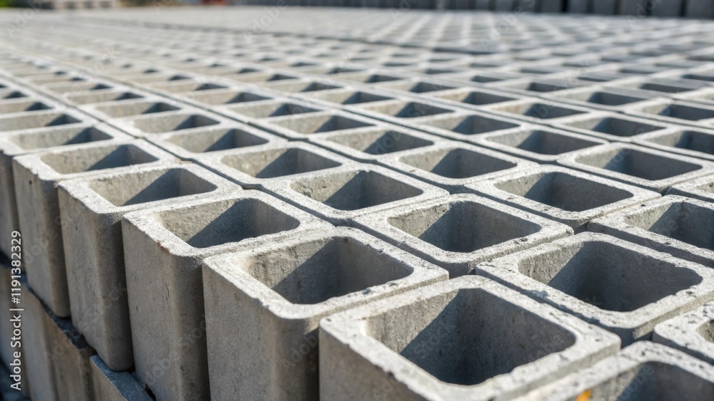 Poster A closeup of polished concrete blocks arranged in a rhythmic pattern with slight variations in color tone illustrating the intricate details of industrial design while maintaining