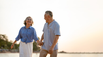 Senior relaxing beach vacations. Elderly plan insurance retirement. © Garun Studios