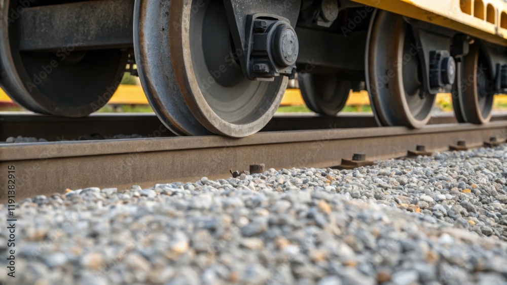 Poster A closeup of the cranes wheels on a gravel surface crunching the stones below capturing the solid base from which the crane operates emphasizing the balance required to lift