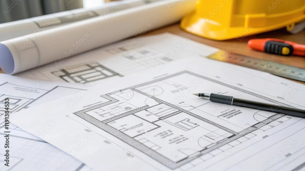 Aufkleber A closeup shot of building plans spread on a table with an inspectors thumb tracing proposed structural changes highlighting the importance of adhering to design specifications.