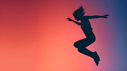 Fototapeta na wymiar Euphoric Leap: Capturing the Essence of Freedom in a Striking Silhouette Mid-Jump
