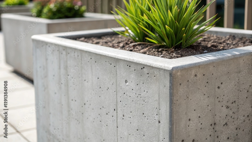Aufkleber A closeup that focuses on a concrete planter where the rough exterior contrasts with the smooth polished edges showcasing the versatility of concrete in combining functional and