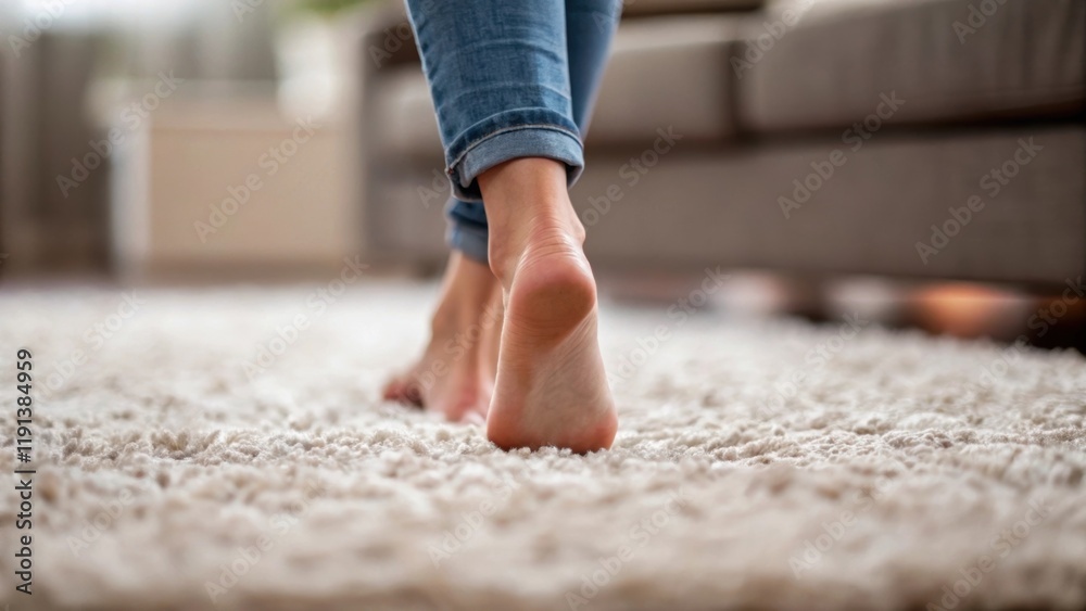 Leinwandbilder a closeup view of a clients feet as they walk across a plush carpet capturing the softness and luxur