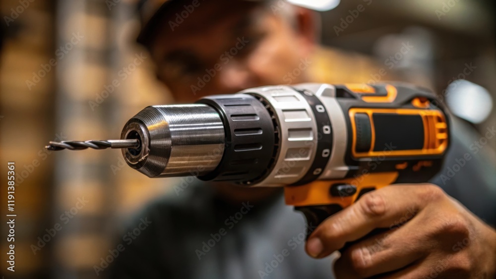 Poster A closeup view of the drills trigger mechanism being squeezed revealing the intricate design of the tool and the workers determined fingers in motion.