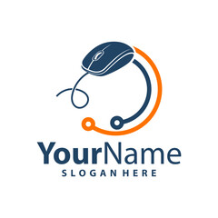 Computer Mouse logo design vector illustration. Mouse logo concept template