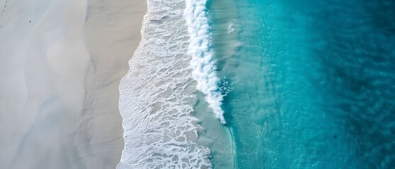 Aerial View of Gentle Waves on a Tranquil Tropical Beach