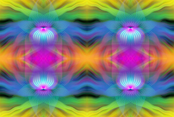 Obraz premium Kaleidoscope Abstract Art with Vivid Colorful Swirl Patterns Digital Painting Creative Multicolor Design for Backgrounds Wallpapers and Art Decor