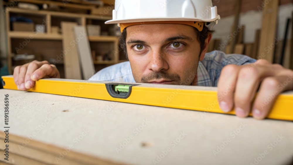 Fototapete a medium closeup capturing a workers eye determined and intent while their hand is poised above a se