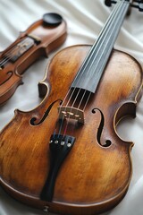 Fototapeta premium Two violins, wood, strings, musical instruments.