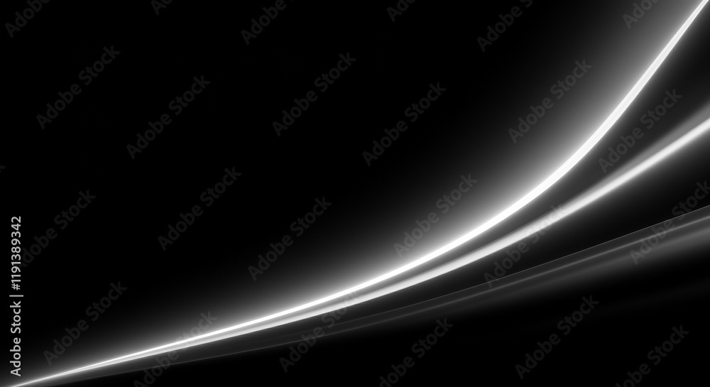 Poster light curves and abstract illumination lines on a dark background creating dynamic visual effects