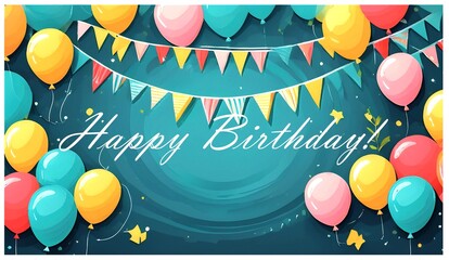 Happy Birthday Karte mit Luftballons
