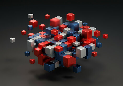 Fototapeta 3D cubes abstract composition with colorful arrangement and modern design