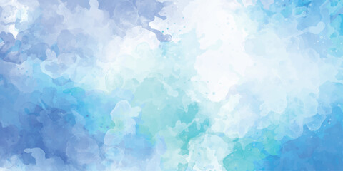 Blue watercolor background with empty space  Futuristic artwork, digital drawing for interior design, fashion textile, wallpaper, website 