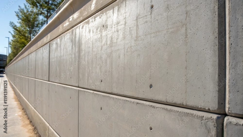 Poster a medium closeup of a poured concrete wall highlighting its smooth surface with subtle imperfections