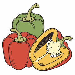 red yellow red capsicum