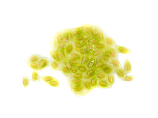 Kiwano seeds isolated, jelly melon, cucumis metuliferus, horned melon, african horned cucumber