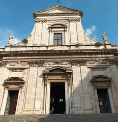 Facciata barocca della chiesa della Consolazione a Roma in Italia.