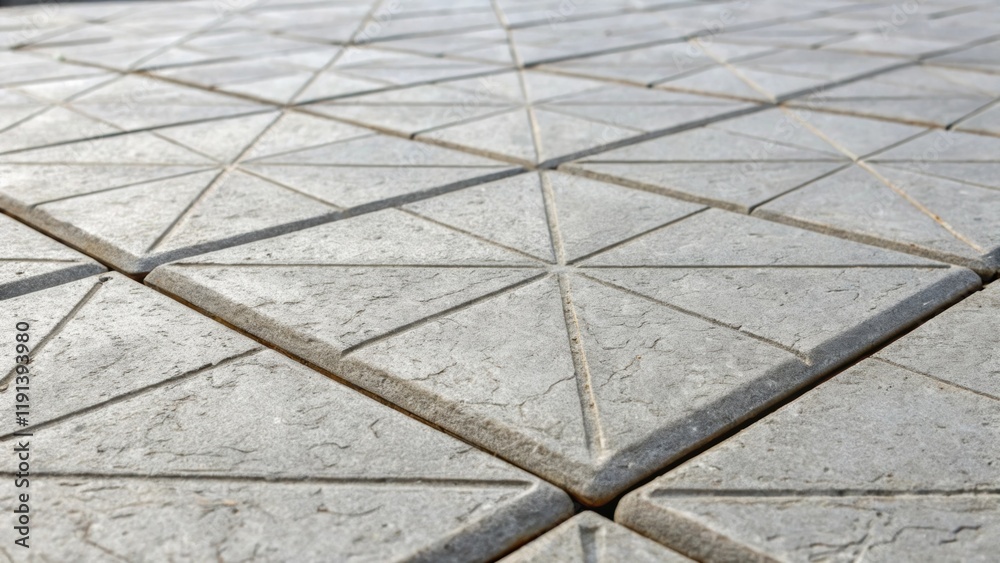 Aufkleber A medium closeup of concrete tiles displaying a textured surface with fine lines and a mottled finish highlighting the unique blend of gray tones and the geometric shapes that
