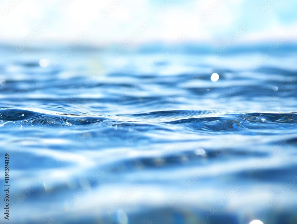 Aufkleber translucent blue ocean waves with soft sunlight reflection : generative ai