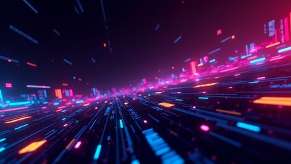Fototapeta premium Abstract neon futuristic gaming background. Generative Ai.