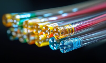 Colorful translucent tubes with multiple connectors.