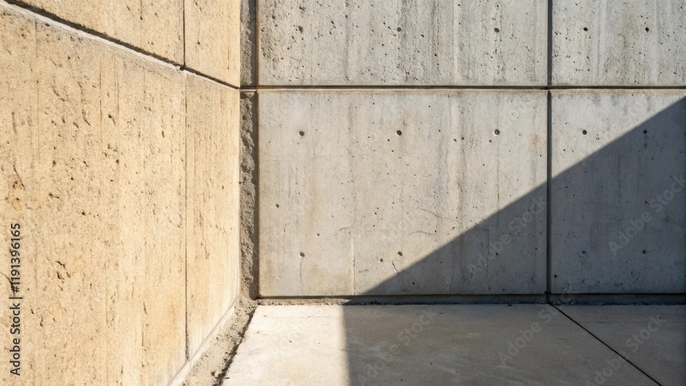 Leinwandbilder a medium closeup revealing the intersection of drywall and concrete where a slight shadow plays acro