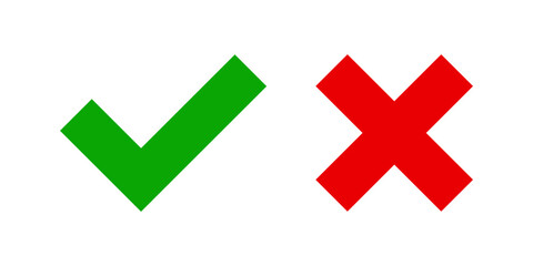 Check mark and cross mark icon sign. Tick symbol isolated on white background vector illustration design © andi