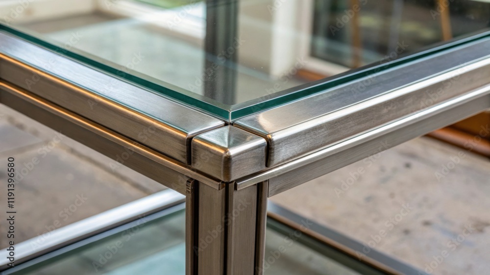 Aufkleber a medium closeup showcases the moment of connection between the glass panel and the frame where the 