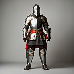 Fototapeta premium Medieval Knight in Imposing Armour Standing Proudly Against a Transparent Background for Dramatic Impact