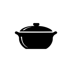 A cooking pot icon silhouette on white background