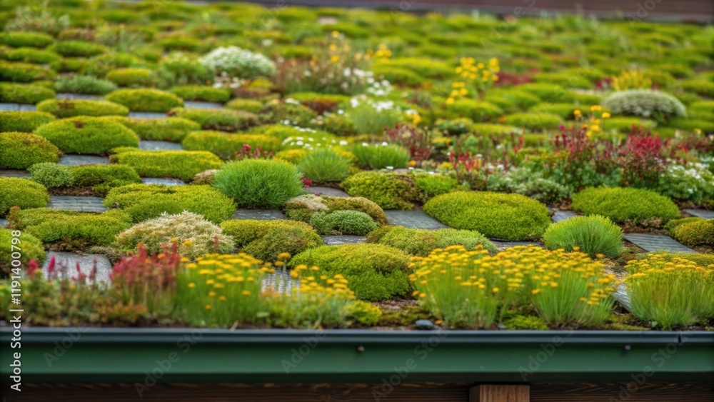 Poster closeup of roof surface a textured view of a green roof surface covered in a diverse array of moss s