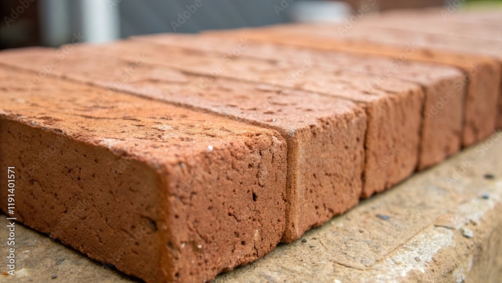 Poster Closeup view of a single brick featuring its textured surface adorned with slight imperfections that showcase the craftsmanship and unique character of each piece.