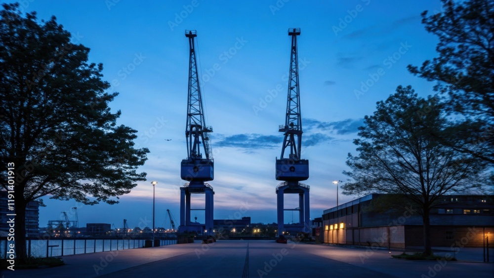 Poster early evening casts a bluetoned ambiance as the last light of day fades creating a serene atmosphere
