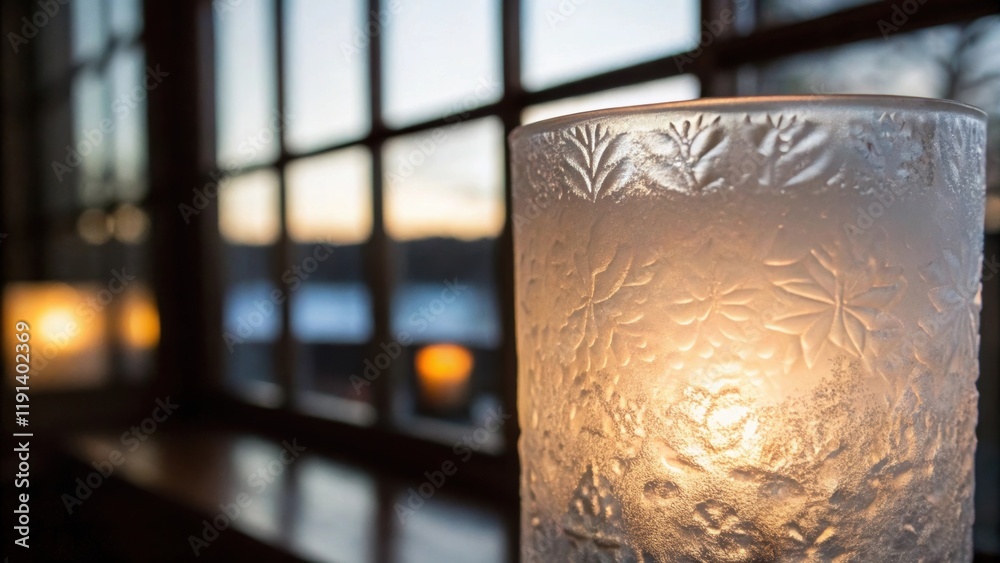 Aufkleber Frosted Illumination A closeup of frosted glass where the diffused light creates a soft ethereal glow. Subtle textures in the glass catch the light producing a serene and inviting