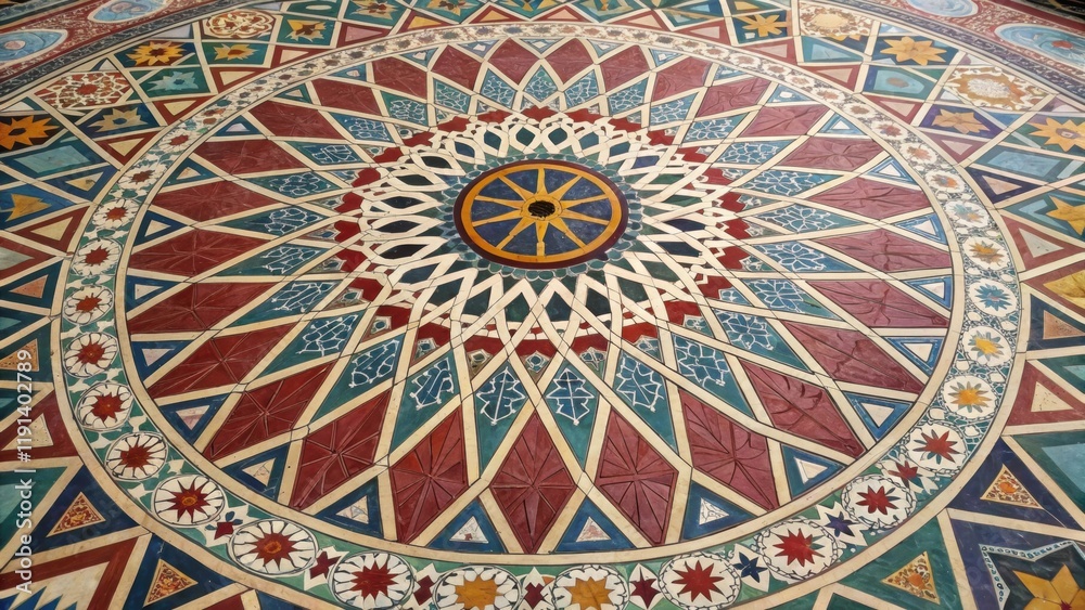 Aufkleber Intricate geometric patterns form a kaleidoscopic effect with sharp lines contrasting against smooth curves creating a harmonious yet chaotic interplay of shapes that invites the