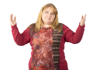 Casual Woman Shrugging with an Uncertain Expression